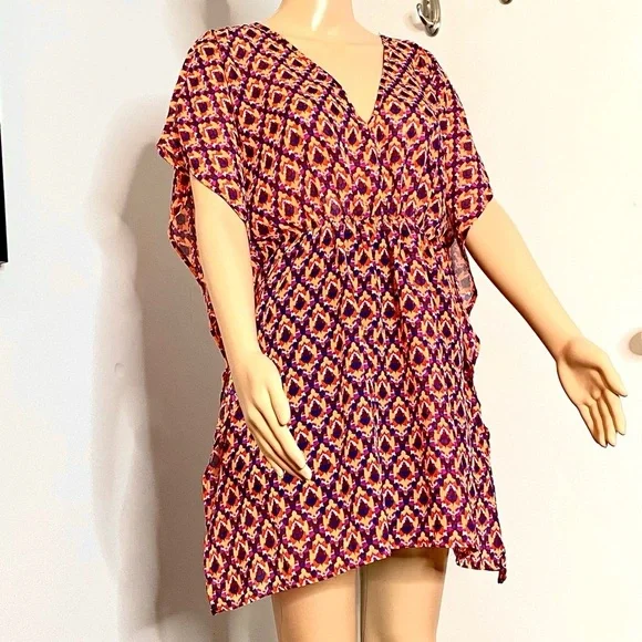 Old Navy Geometric Print V-Neck Sheer Swimwear Cover-Up fits M/L - Picture 11 of 11